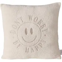 Boltze - Kussen - Sierkussen - Smile - 45x45cm - Zacht Teddy Kussen - Smiley - Don’t Worry Be Happy