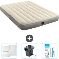 Intex Luchtbed - Twijfelaar - 137 x 191 x 25 cm - Beige - Inclusief Hoeslaken - Pomp en Reparatieset