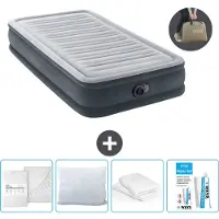 Intex Luchtbed - 1 Persoons - 99 x 191 x 33 cm - Grijs - Inclusief pomp - Hoeslaken - Kussen - Reparatieset en Kussenbeschermer