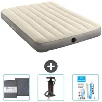 Intex Luchtbed - Twijfelaar - 137 x 191 x 25 cm - Beige - Inclusief Hoeslaken - Pomp en Reparatieset