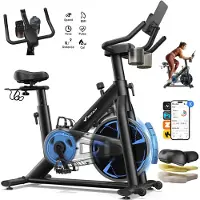 Merach Magnetische Hometrainer - Vliegwiel 8 kg - 8 Niveaus Vloeibare Weerstand - LCD-scherm - Maximaal Gewicht 120 kg - Stil