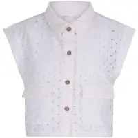 Like Flo Young gilet wit broderie Meisjes Katoen Klassieke kraag Effen - maat 128