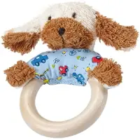 Käthe Kruse houten grijpring hondje 15 cm blauw