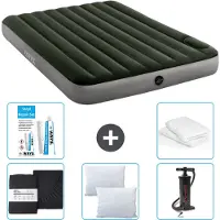 Intex Luchtbed - 2-Persoons - 152 x 203 x 25 cm - Groen - Inclusief Hoeslaken - Kussen - Pomp - Reparatieset en Kussenbeschermer