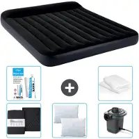 Intex Luchtbed - 2-Persoons - 183 x 203 x 25 cm - Donkerblauw - Inclusief Hoeslaken - Kussen - Pomp - Reparatieset en Kussenbeschermer