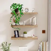 Famanu – Set van 3 houten zwevende planken, rustieke wandplanken, 40 cm, met onzichtbare beugels voor slaapkamer, keuken en woonkamer