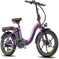 Fafrees 25AH Elektrische vouwfiets – E-Bike - 20 x 3.0 Inch Banden - Maximaal bereik 150 km - Shimano 7 versnellingen - 20 Inch opvouwbare City Commuter E-Bike – Elektrische stadsfietsen– Paars