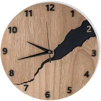 Unyqoos Stijlvolle en Geluidsloze Wandklok van 30 cm met Rustiek Houtdesign, hout, 30 cm