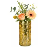 Plume Living Vaas Serina - transparant okergeel - D12 x H25 cm - glas - bloemenvaas - voor stelen en boeketten - decoratief glas