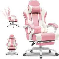 GTPLAYER - Gaming Stoel - Met Voetensteun Hoofdsteun en Lendensteun 180kg - Roze