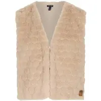 Nono rechtvallend gilet - beige Meisjes Imitatiebont V-hals Effen - maat 110/116
