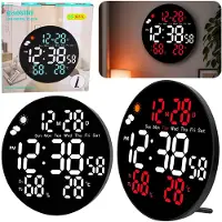 Lean Digitale Led Wandklok Datum Temperatuur Vochtigheid Alarm Afstandsbediening 25 Cm - UNI