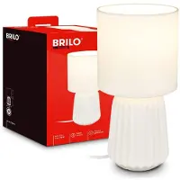 Briloner Dora - Tafellamp slaapkamer - met stoffen kap & keramiek voet - bedlamp - tafellampje - Ø13cm x 27cm - wit