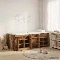 Prolenta Maison Exclusive - Bedframe in loftstijl met kast, 3 stuks, gemaakt van gerecycled hout en houtvezel