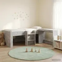 Prolenta Maison Exclusive - Stapelbed met bureau voor kinderen, 2 stuks, betonkleur