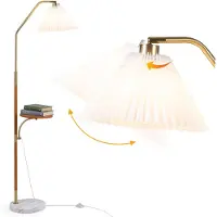 Costway Vloerlamp 160cm, staande lamp met plissé papier lampenkap en opbergruimte, fitting E27