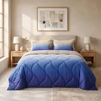Sleep Comfy - Gradient Zomer Dekbed - 140x200 cm - Blauw - met 1 Kussensloop 60x70 cm - Dekbed Zonder Overtrek - Lichtgewicht & Ademend - Anti-Allergie - Geschikt voor Thuis, Camping & Caravan