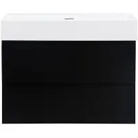 Guido Gusto Badkamermeubel Summer 80cm mat zwart inclusief wastafel robuust glans wit zonder kraangat