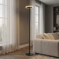 Arcchio Vloerlamp Frile, dimbaar, zwart, Woon-/ Eetkamer, Aluminium, Modern, vloerlamp