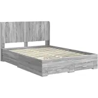 vidaXL Bedframe met opbergruimte en hoofdbord Grijs Sonoma