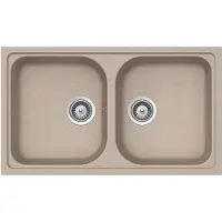 Schock Lithos N200 A 58, Inbouwspoelbak, Rechthoekig, Beige, 2 kommen, Half rond, 430 x 421 mm