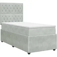 vidaXL Boxspringbed met matras, lichtgrijs, 100 x 200 cm, fluweel