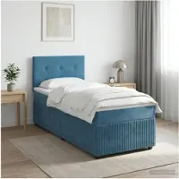 vidaXL Boxspringbed met matras Donkerblauw 90 x 200 cm Fluweel