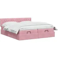 vidaXL Ottoman bed met matras met hoofdeinde 2 pcs Roze Fluweel