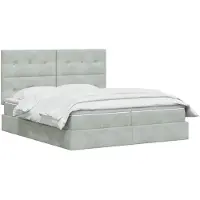 vidaXL Opbergbed met hoofdeinde, lichtgrijs, 200 x 200 cm, fluweel