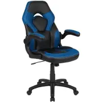 Markenlos Gamingstoel, hoge rugleuning, lederen bekleding, sportief design - met inklapbare armleuningen
