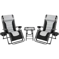 Markenlos Ligbedset - Verstelbare rugleuning, inclusief bijzettafeltje - Zwart/Grijs