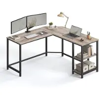 Famanu L-vormig bureau met 2 planken en een ruimtebesparend ontwerp - 138 x 138 x 75 cm
