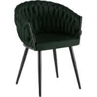 CLP Molise Eetkamerstoel - Zwart frame - 150 kg - Velvet - Fluweel/groen