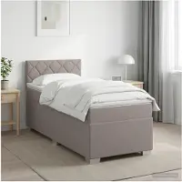 vidaXL Boxspringbed met matras en LED-verlichting, taupe kleur, 90 x 200 cm, gestoffeerd