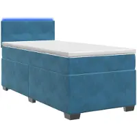 vidaXL Boxspringbed met matras en blauwe LED-verlichting, 90 x 200 cm, fluweel