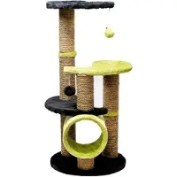 Famanu Kratzboom 86 cm - Dubbele platform, tunnelmodel - Zwart/Groen