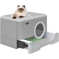 Famanu kattenbak met deksel - geurloos en spatwaterdicht - met opening aan de voor- en bovenkant - eenvoudig te installeren en te reinigen