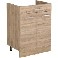 Vicco Keukenonderkast R-Line, Sonoma/Goudkleurig Eiken, 60 cm met lade zonder werkblad