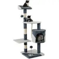 Famanu Krabbenboom voor katten, stabiele klimboom - kattenhuis, 112 cm hoog - kattenhuis met speelbal
