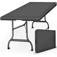 Famanu inklapbare tafel, 180 x 75 cm - Kunststof buffettafel met draaghandvat, geschikt voor tuin, terras en balkon - Campingtabel voor 6 personen - Anthraciet