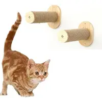 Famanu Kratzboom Klimwand Set van 2 - Echt hout - Kattenwand, klimrek - Kattentrap - Voor wandmontage - 8 x 27 cm