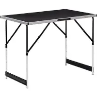 Famanu picknicktafel, in hoogte verstelbaar en inklapbaar - aluminium en MDF, zwart