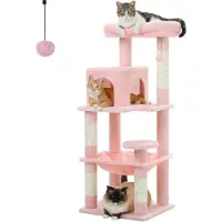 Famanu Unyqoos️ Katzenboom 116 cm - Meerdere niveaus met hangmat - Kattenactiviteitencentrum voor binnenshuis katten met metalen frame
