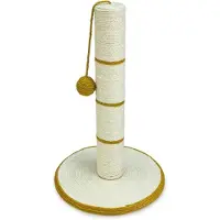 Famanu krabpaal met bal voor katten - Wit en goud - 30 x 30 x 46 cm