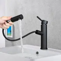 Markenlos wastafelmengkraan met uitschuifbare douche - zwart