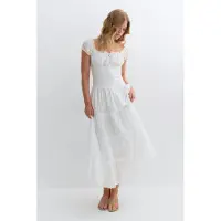 Gina Tricot  - Smock dress - Lange jurken - Wit - S - Dames