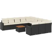 vidaXL 12-delige loungeset voor de tuin met kussens, zwart, polyrotan