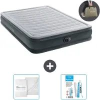 Intex Luchtbed - 2-Persoons - 152 x 203 x 33 cm - Grijs - Inclusief pomp - Hoeslaken en Reparatieset