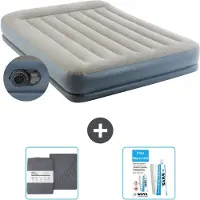 Intex luchtbed - geschikt voor 2 personen - 152 x 203 x 30 cm - grijs - inclusief pomp - met spannenhoes en reparatieset