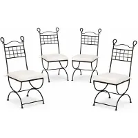 Marrakesch Orient & Mediterran Interior Set van 4 zwarte tuin stoelen, katoen, 107 cm, metalen frame, tuinmeubels, handgemaakt